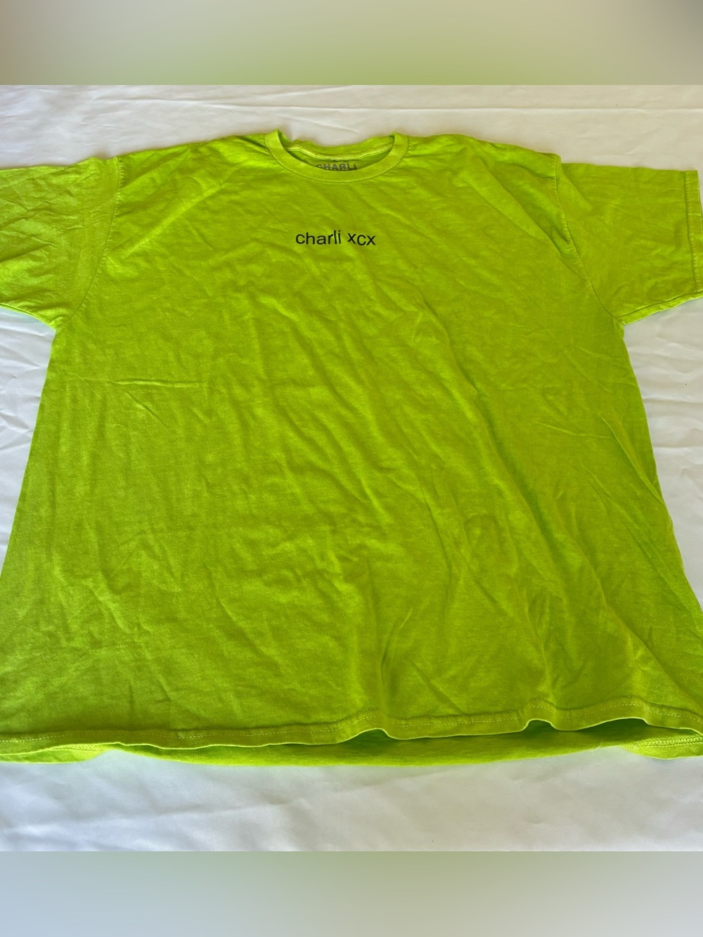 Charli XCX "brat" Short Sleeve Tee Shirt in Bright Green New